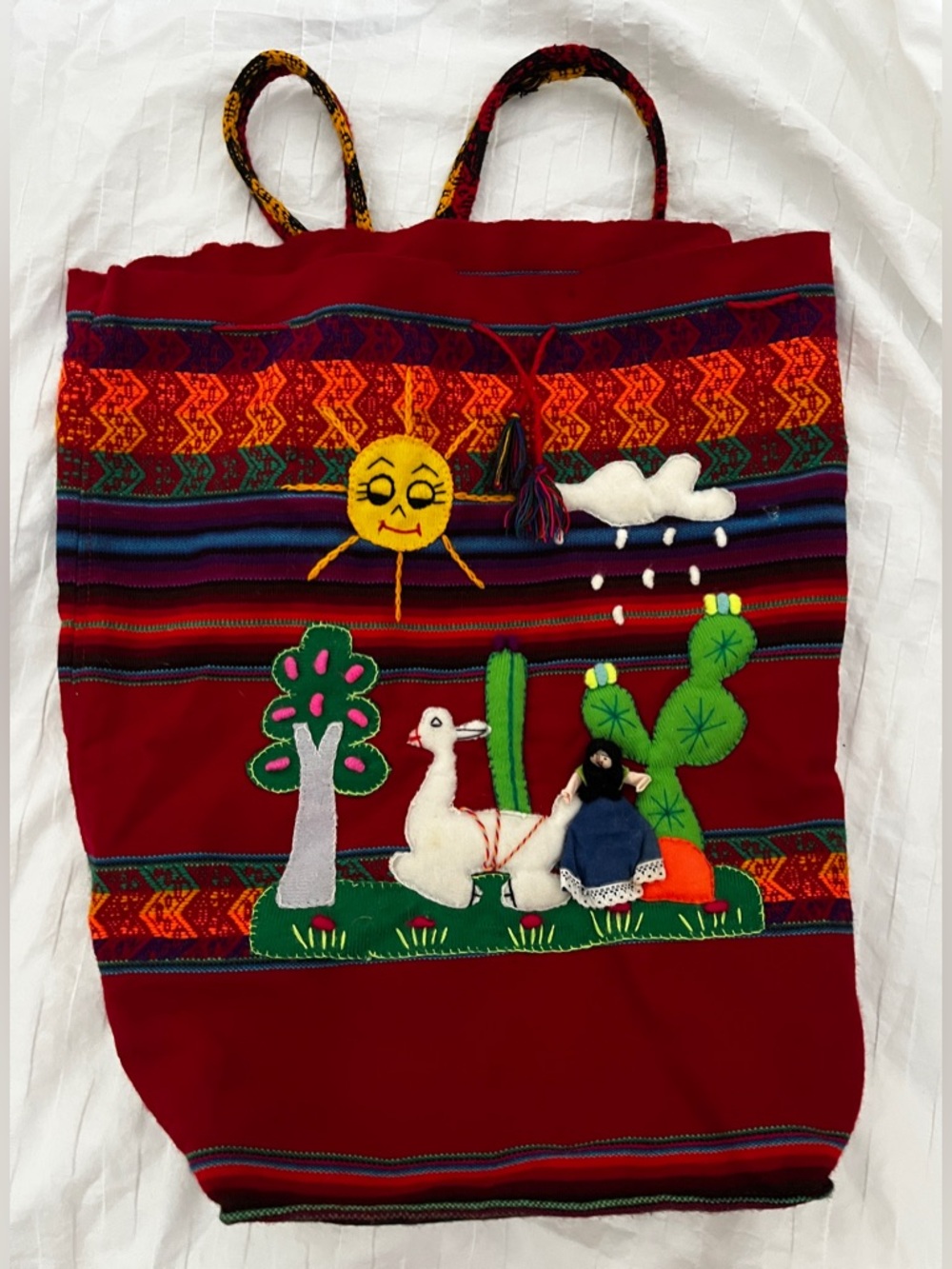 ✨ Handmade Peruvian Textile Tote | Colorful Boho Market Bag | Folk Art Llama